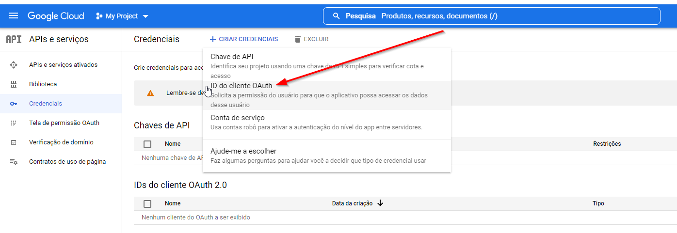 Gerando as credenciais para autenticação com Facebook